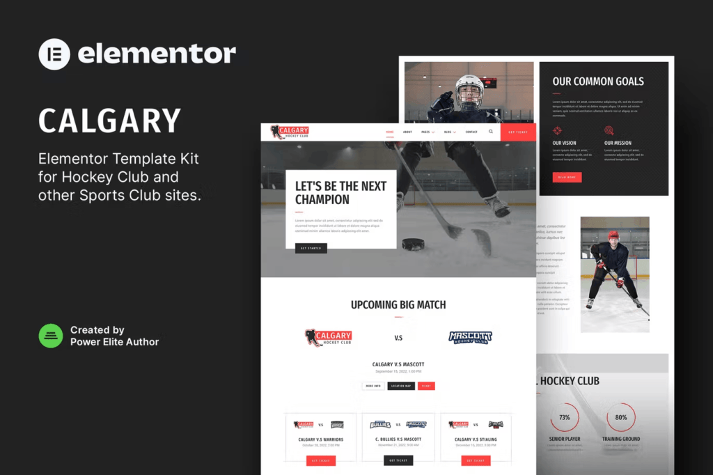 Calgary – Hockey Club & Sports Elementor Template Kit