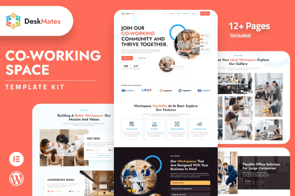 Deskmates – Coworking Space Elementor Template Kit