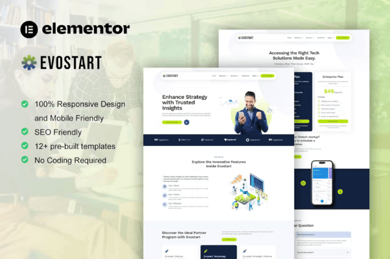 Evostart – Tech Startup Company Elementor Pro Template Kit