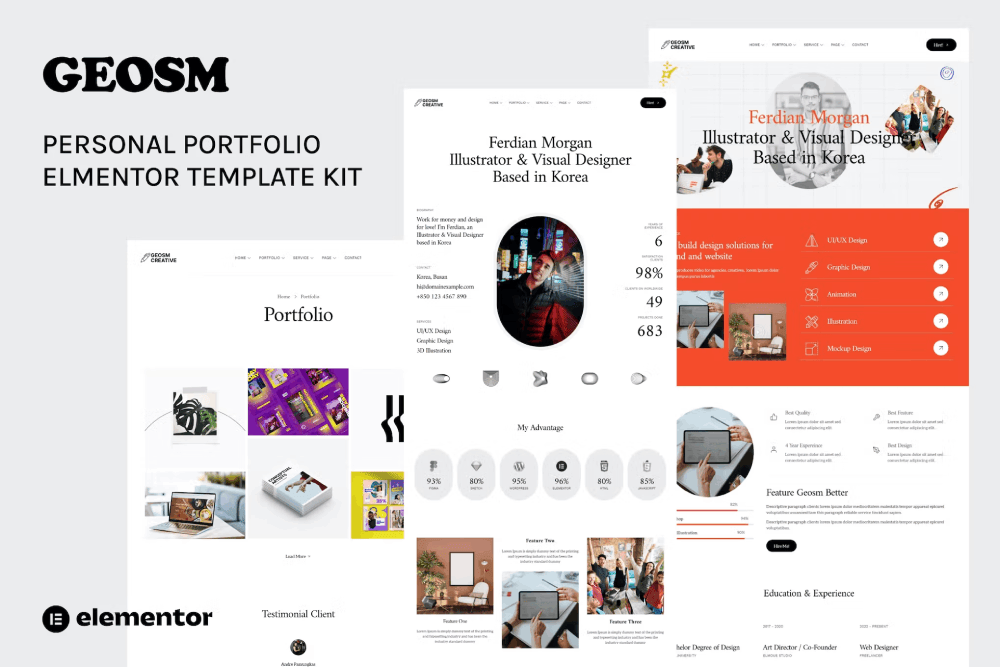 Geosm – Personal Portfolio Elementor Template Kits