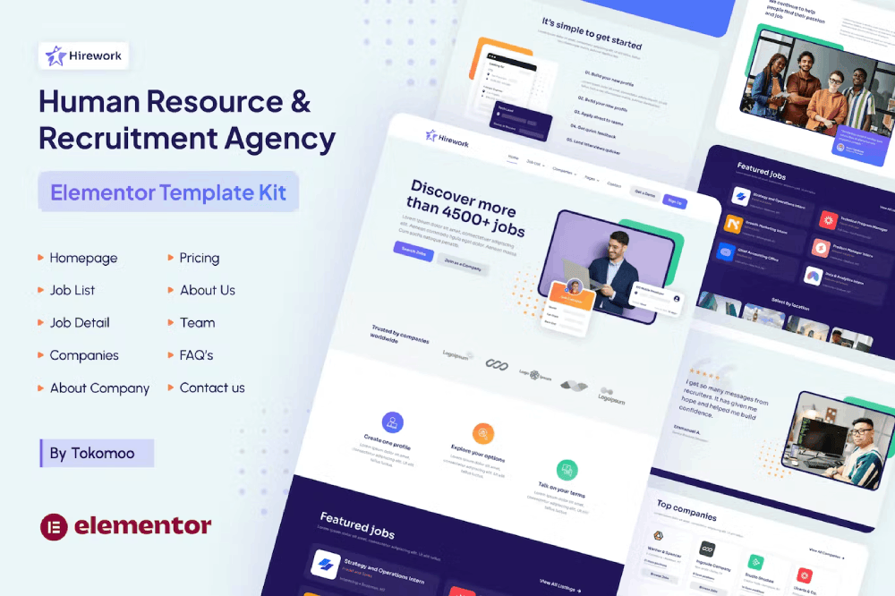 Hirework – Human Resource & Recruitment Agency Elementor Template Kit