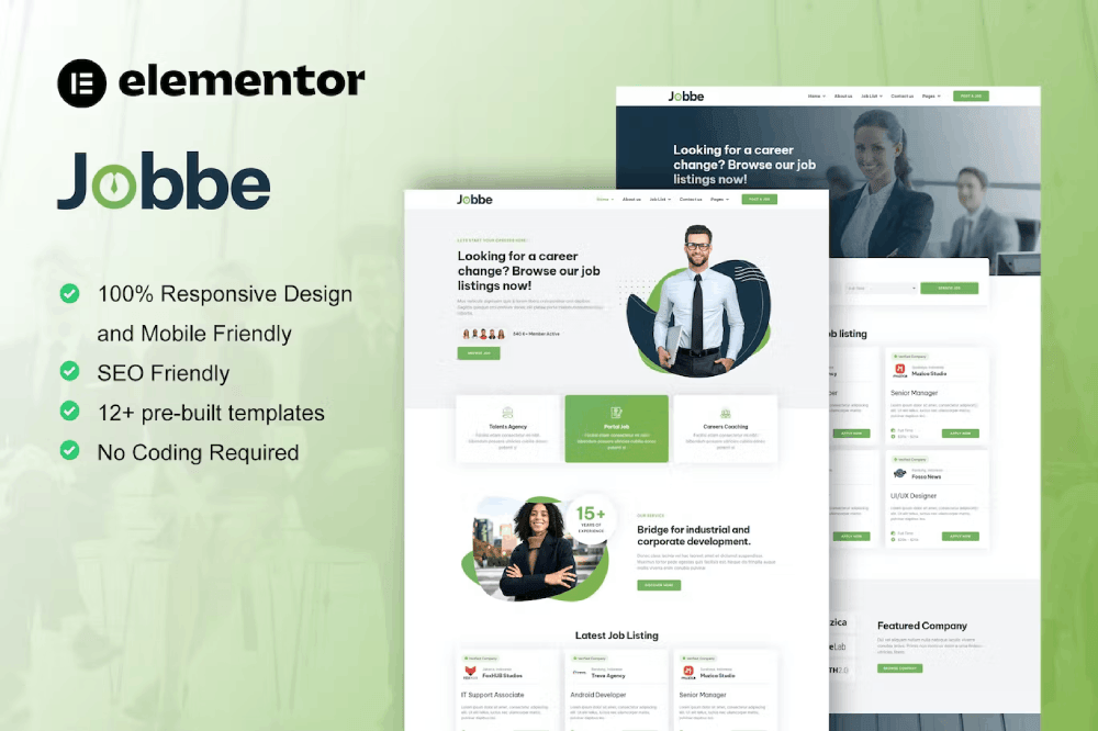 Jobbe – Job Listing & Recruitment Agency Elementor Template Kit