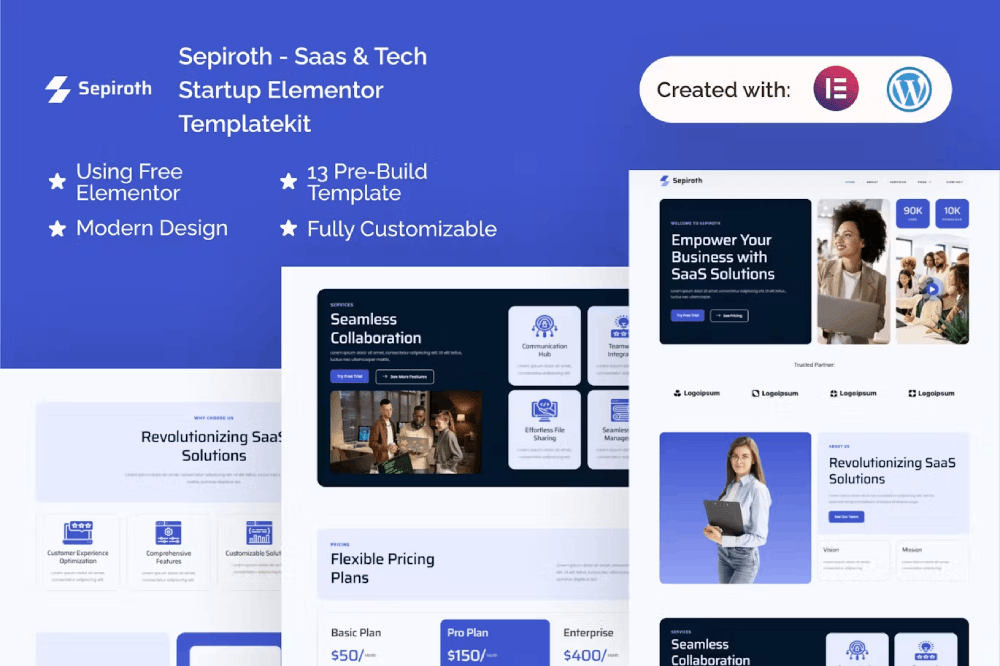 Sepiroth – Saas & Tech Startup Elementor Template Kit