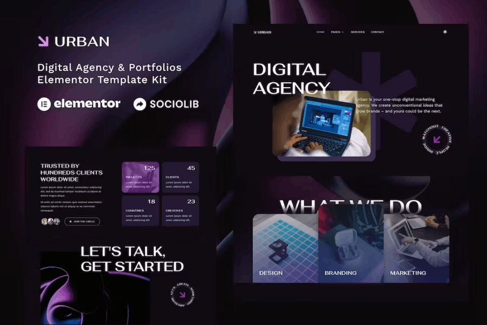 Urban – Dark Digital Agency & Portfolios Elementor Template Kit