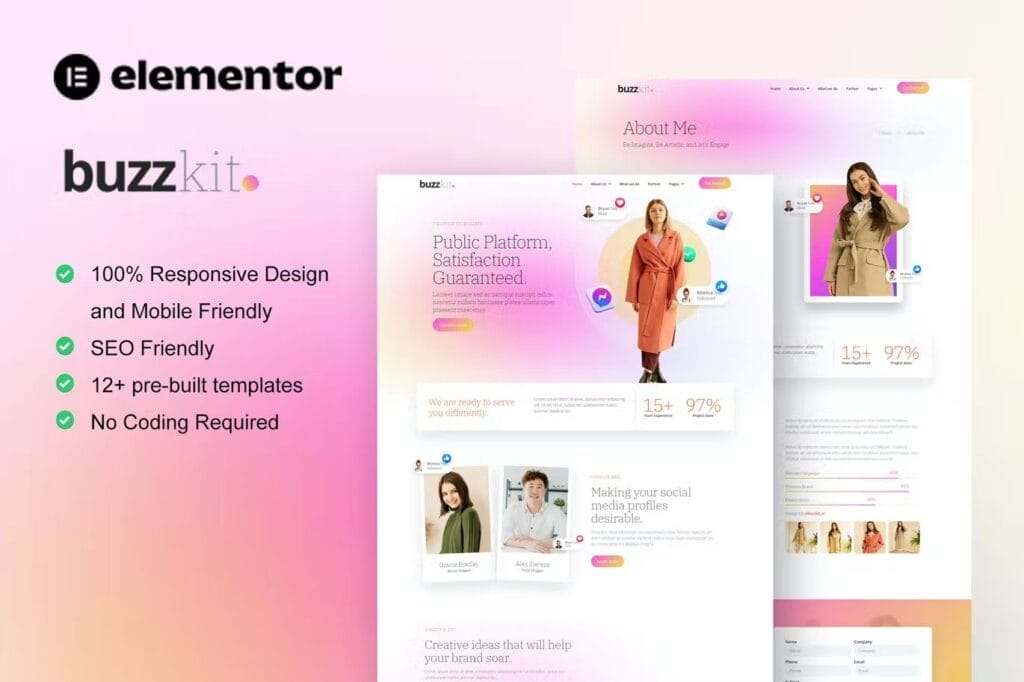 Buzzkit – Influencer & Creative Agency Elementor Template Kit