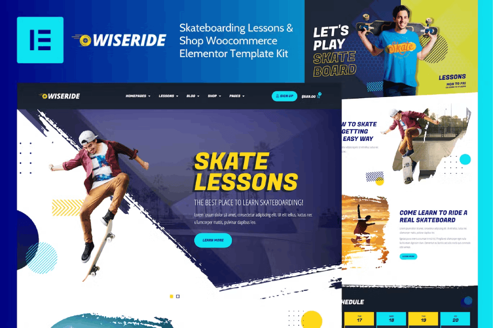 WiseRide – Skateboarding Elementor Template Kit