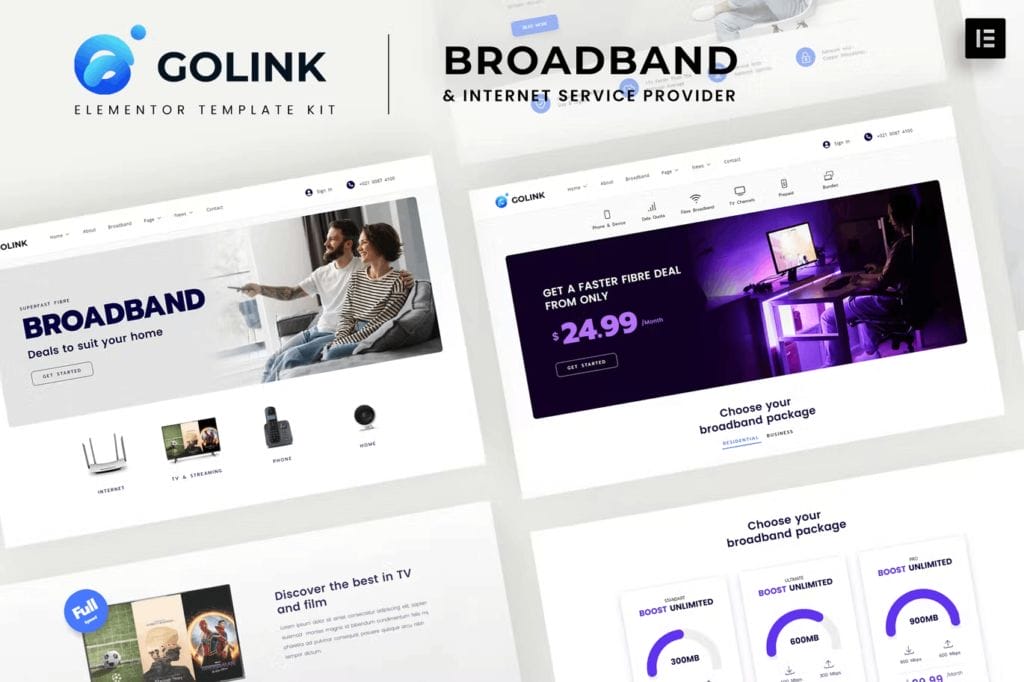 Golink – Broadband & Internet Service Provider Elementor Template Kit