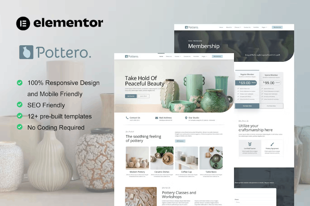 Pottero – Pottery & Ceramics Studio Elementor Template Kit