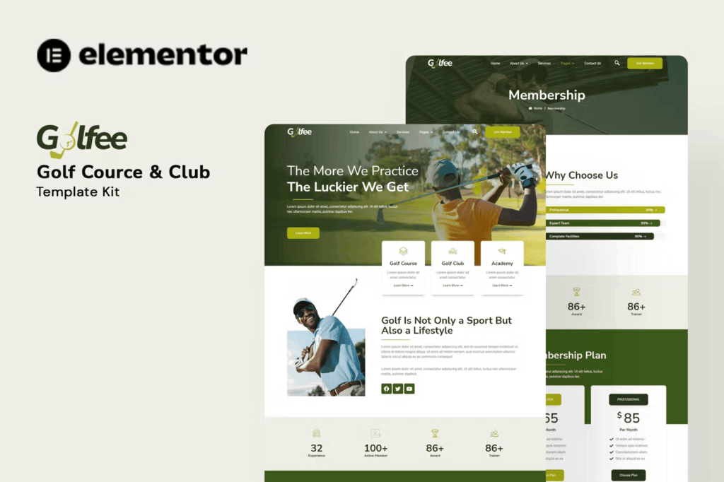 Golfee – Golf Elementor Template Kit