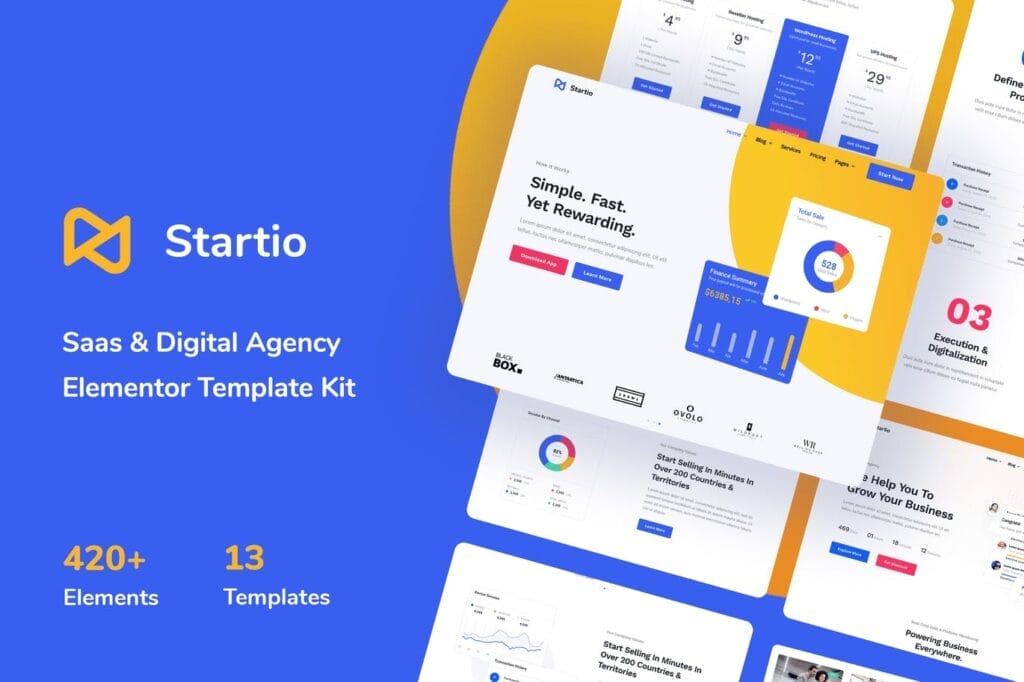 Startio – Saas & Digital Agency Elementor Template Kit