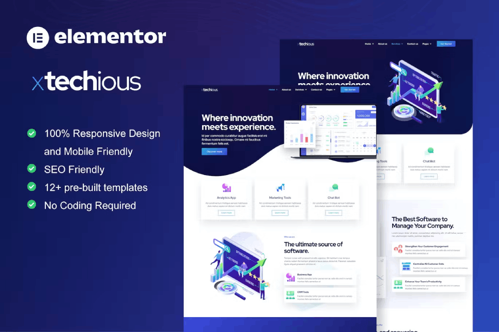 Xtechious – Saas & Digital Tech Company Elementor Template Kit